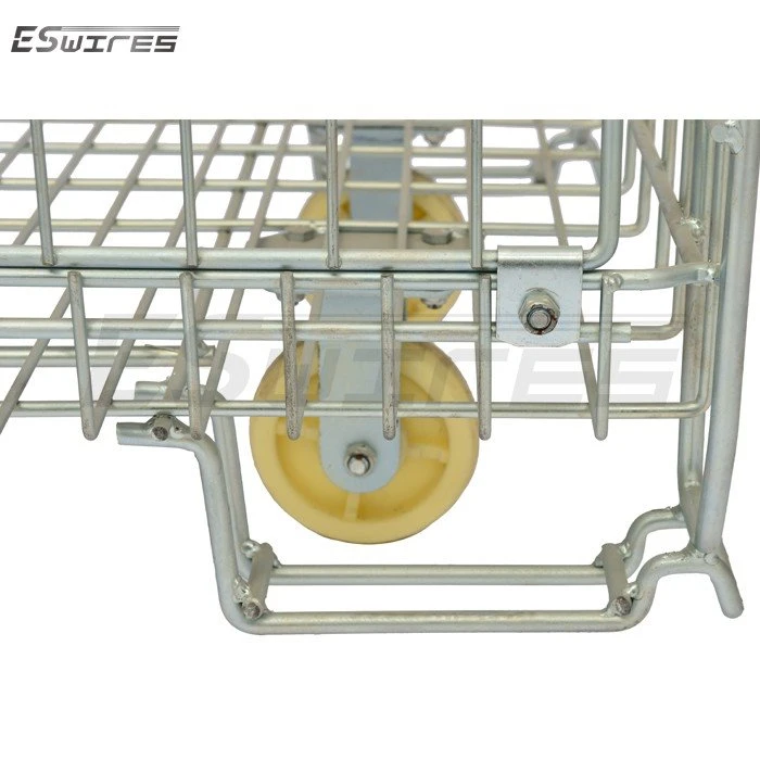 collapsible wire container with casters details